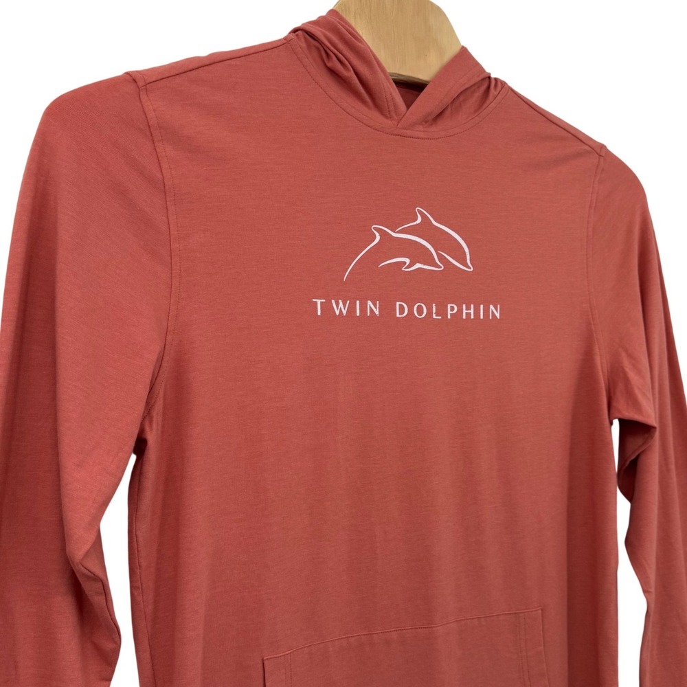 Linksoul Hoodie Mens Medium Coral Twin Dolphin Graphic LS4102 Organic Cotton NEW